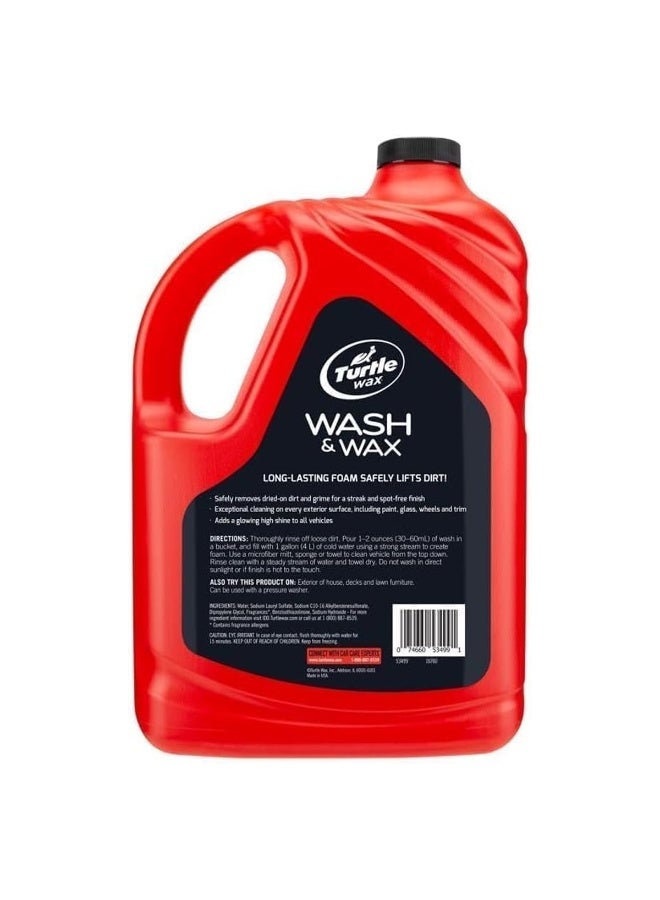 TurtleWax Turtle Wax Car Wash and Wax 3.79L (1 Gallon) High Foam Concentrate Shampoo with Long Lasting Shine, Hard Water Spot Protection, Acid Rain Defense, Streak Free Finish, Safe for Paint Glass Trim Wheels, 128 Washes Heavy Duty Cleaning Formula - Image 2